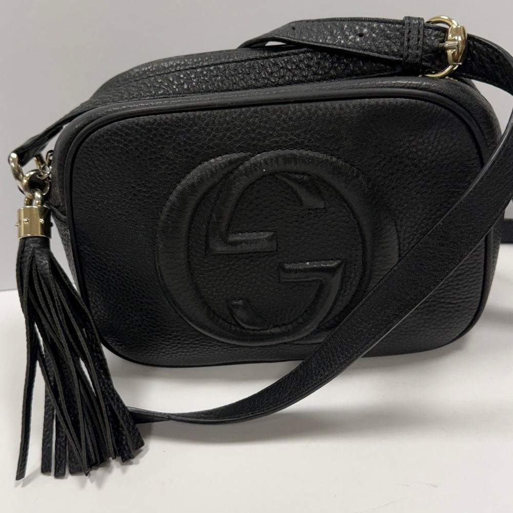 Gucci Black Leather Crossbody Bag with Tassel - Picture 1 of 12